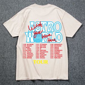 New Fashion Hip Hop t Male Shirt Woman Travis Scotts Astroworld Harajuku T-shirts You Were Here Letter Print