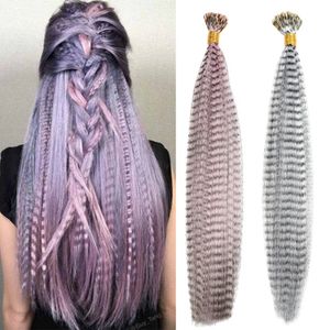 Wholesale feather extensions for hair resale online - Costume Accessories AZIR Colored Strands for Hair Feather Extension Pieces I Tip Synthetic Hairpiece Fake Hair Zebra Line Feather Hair Ex