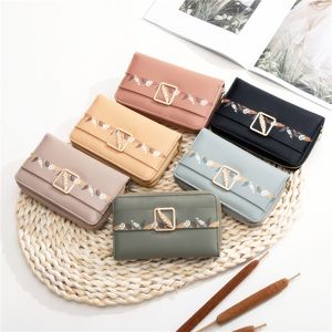 Coin Purses 2022 Fashionable Women's Mid-length Button Wallet Simple Versatile Korean Printed Small Fresh Student Wallet