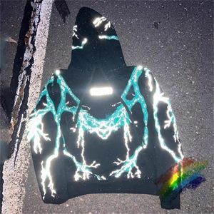 Reflekterande saknas sedan torsdag Lightning Hoodie Men Kvinnor Högkvalitativ Tung tyg Pullover Overdimensionerad tröjor 220815