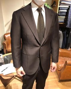 Abiti da uomo Blazer Wedding For Men Blazer marrone a due bottoni Completi Abiti Slim Fit 2 pezzi Custome Tuxedo Homme Plus Size Grooms Elegant D