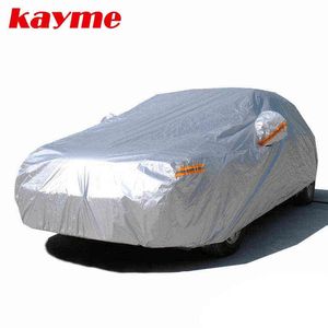 KAYME 210T Wodoodporne pełne pokrywy samochodowe Outdoor Sun Ochrona Ochrona UV, Dust Rain Snow Ochronne, Universal Fit SUV Sedan Hatchback W220322