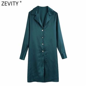 Kobiety mody solidne rękaw długie gminy biuro biuro damskie panie satynowe satynowe koszule eleganckie chemise topy LS7382 210416