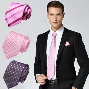 7.5m Erkek Bağlar Pembe Adam Moda Polka Pot Doku Çizgili Çiçek Kravatları Corbatas Gravata Jacquard İpek İş Kravat Erkekler için