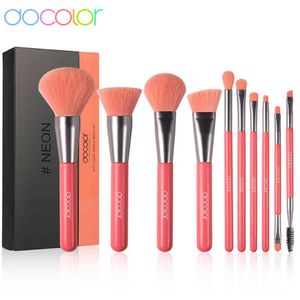 Docolor Makeup Brushes Set 10Pcs Eye Face Cosmetic Foundation Powder Blush Eyeshadow Kabuki Blending Make up Brush Beauty Tools 220514