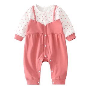 Baby Boy Girl Romper Cotton Cute Long Sleeve Jumpsuit Spädbarn Kläder Pyjamas kläder 210412