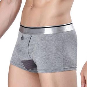 Underpants Bullets Separated Boxershorts Mens Bulge Pouch Underwear Boxer Briefs Breathable Open Pocket Modal Sports Shorts TrunkUnderpants