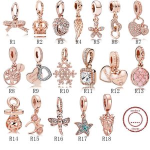 amore cuore alberi S925 Gioielli in argento sterling Perline fai da te con CZ Adatto Pandora Ale Fascino per Pandora Bracciali per donna Bracciale europeo color oro rosa Collana