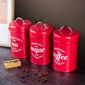 Wholesale tank tin for sale - Group buy Storage Bottles Jars Red Wrought Iron Tea Tin Jar Candy Sugar Box Can Coffee Container Case Tank Househould Kitchen Utensils