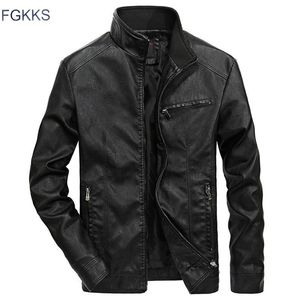 FGKKS Brand Harm Men Casaco de couro Motion Motorcycle Motorcycle Style Motorcycle Style's Leather Jackets T200106