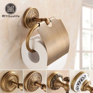 Antique Brass Bathroom Paper Box Roll Holder Toilet Paper Holder Rissue Box Bathroom Accessories T200425