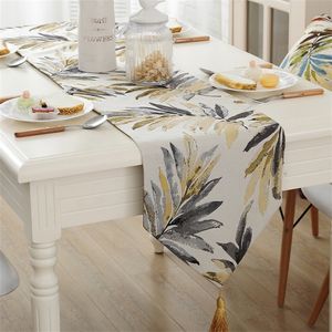 leaves painting table north US european style runner wholesale embroider for wedding el dinner party 220615