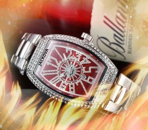 Ice-out Bling Diamonds Ring Watch For Men Hip Hop Oval Shape Designer masculino Relógios Finos Banda de Aço Antelhado Solíneo