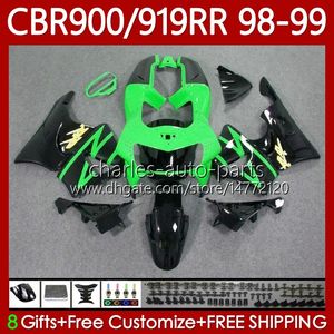 Fairings Kit för Honda CBR 919RR 900RR 900CC 919CC CBR919 CBR900 RR CBR919RR 98 99 Kropp 127NO.69 CBR 900 GRÖN SVART 919 RR CC 1998 1999 CBR900RR 1998-1999 OEM Kroppsarbete