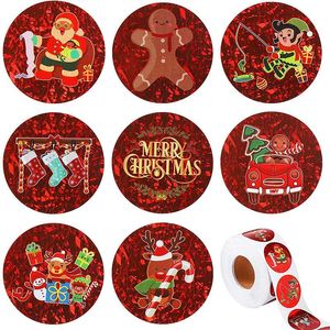 Decorações de Natal 500pcs adesivos vermelhos alegres