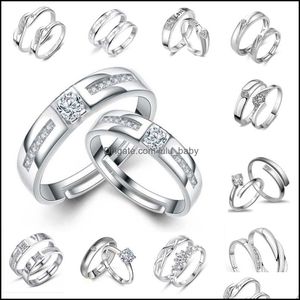 Parringar smycken ring Sier för älskare Crystal Charms Band Party Gift Wholesale 0193Wh Drop Delivery 2021 Pua0Z