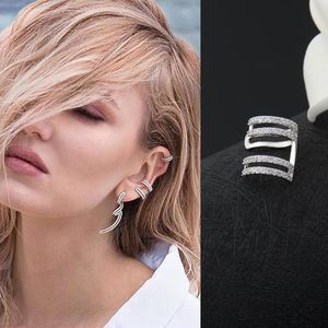 Clip-on & Screw Back Fashion Zirconia Crystal Clip Earrings Cuff Girl Party Gift Earings Jewelry Pendientes Mujer Moda AE231Clip-on Clip-onC