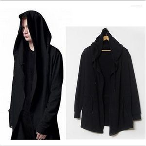 Trench da uomo all'ingrosso - Cappotto mantello marea cardigan aperto scuro maglione lungo tipo mago abbigliamento nero M- XXXL1