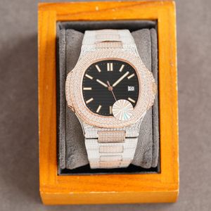 Full Diamond Mens Watch Automatische mechanische Uhren-Geschäftsgelenkwachen Saphir wasserdicht mit Diamantstahlarmband 40 mm Montre de Luxe