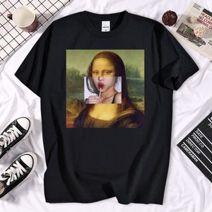 Camisetas para hombres Funny da Vinci Mona Lisa Estampado Camiseta Hombres Moda de verano Hop Hop Tops Marca de manga de manga corta Harajuku Streetwear