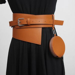 Belts SeeBeautiful Metal Pin Buckle PU Leather Removable Bag Irregular Wide Waist Seal Fashion 2022 Spring Women M971Belts