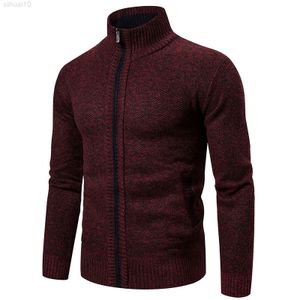 2022 Men's Sweaters Autumn Winter Wool Zipper Cardigan Sweaters Man Casual Knitwear Sweatercoat Male L220801