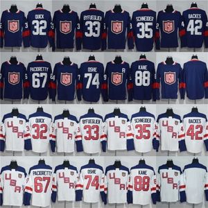 Vipceomitness 32 Jonathan Quick 33 Dustin Byfuglien 35 Cory Schneider 42 David Backes Jersey 2016 Mondiale Coppa del Mondo di Hockey Team USA Hockey Jersey Cheap