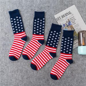 Herrensocken aus Baumwolle mit amerikanischer Flagge für Männer und Frauen, Unisex, Herbst und Winter, lange Socke, klassische Sterne und Streifen, hohe Taille, Sport-Socken für Herren