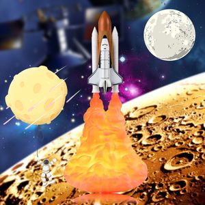 EeeToo 3D Print Space Shuttle Lamp LED Night Light USB Charging Rocket Lamp and Moon Lamps For Space Lovers Nightlight Dropship 201028