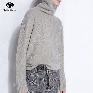 TAILOR SHEEP turtleneck sweater women winter cashmere jumpers wool knit bottom female long sleeve thick twist loose pullover 201221