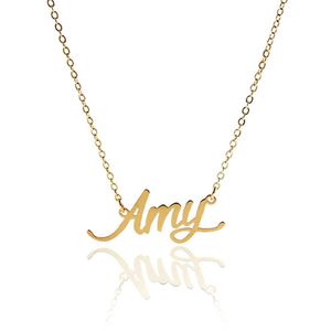Naam tabel voor vrouwen gepersonaliseerde choker naam ketting tag Amy roestvrij staalmeisjes op maat K vergulde juwelen