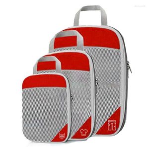 Storage Bags Compressed Travel Organizer Set Mesh Visual Luggage Portable Packing Cubes Lightweight Suitcase BagStorage