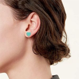 Brincos de coração de charme Designer Mulheres jóias azuis Prata Ear estudos