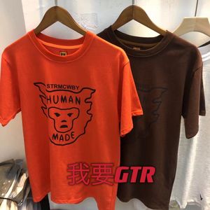 男性と女性が猿のフェイスプリントコットンルーズフィットクルーネックショートスリーブTシャツを作った