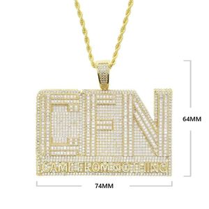 Ketten vereisen Bling 5A CZ asphaltiert großen großen ersten Brief kam Anhänger Halsketten mit langer Seilkette für Männer Mode Hip Hop Jewelrychain