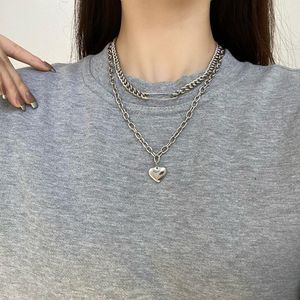 Hänghalsband mode halsband hjärtformad stift choker personlig hiphop stil två-stycks hoodie set chain smycken gåva kvinnor