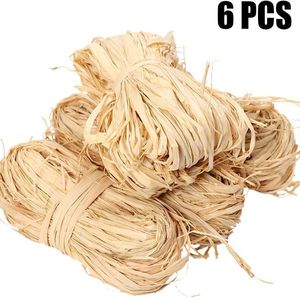 300 g Raffia Natural Raffia Ribbon para Bouquets de Florist Crafts Artesanato de Raffia Christmas Brun Ribbon Total 6 x 50g 201203