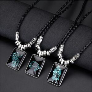 Charm Pendant Necklace Galaxy Constellation Design 12 Zodiac Sign Horoscope Astrology Necklace for Women Men Resin Jewelry GC1210