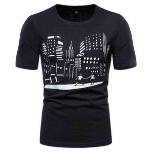 Summer New Men Tshirt nadruk nadruk krótkie rękawe Thirt Men Slim Fit O-Neck koszulka Homme Streetwear Casual T-Shirt Mężczyzna L220704