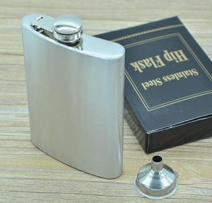 Kazınmış Hip Flask Gümüş Paslanmaz Çelik Şişeler 8 oz Açık Taşınabilir Drinkware Şarap Şişeleri Huni Hediye Kutusu Ile Drinker Viski Pot Liquor Flagon SN4483