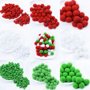 Party Decoration 8-30mm Multi Size Red White Green Pompom Fur Craft DIY Soft Pom Poms Balls Christmas Glue On Cloth Accessories 600pcsParty