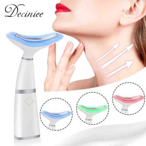 Face Neck Massager Anti Wrinkles 3 Massage Mode High Frequency Vibratiobn Facial Machine for Skin Tightening Lift Care Tool220429