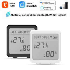 2022 Tuya Smart WiFi Temperatura e sensor de umidade Termômetro higrômetro interno com suporte LCD Alexa Google Assistant