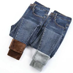 Kadınlar için yüksek bel sıcak kot pantolon mavi kadın gri kış kot pantolon jean femme bayanlar pantolon 210608