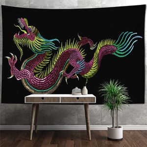 Taquestres Chineses Dragon Totem Tapestry Mount Mount Bohemian Bedroom Decoração de Arte Decoração