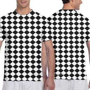 Męskie koszulki strój dla rodziców i dzieci klasyczny czarno-biały duży diamentowy wzór szachownicy męska koszulka damska topy Tees