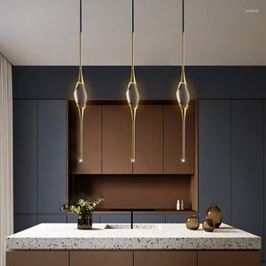 Lâmpadas pendentes Pós -moderna Lâmpada de cobre Cristal pequeno lustre LED Decorativo pendurado para mesa de jantar sala de estar Pedido de quarto