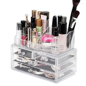 Organizer Cosmetic Storage Box Transparent Plastic Organizador Acrylic Desktop Jewelry Bathroom Multifunctional JU31505 Boxes & Bins