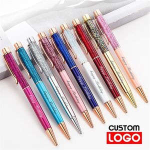 Creative Gold Foil Oil Pen Crystal Wafer Pen Highgrad Metal Signature Pen Custom Lettering Graved Name Stationery 220712