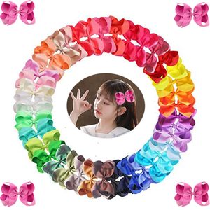 30pcs 5インチの弓ヘアクリップソリッドグログレインリボンバレットブティックヘアアクセサリー女の子用幼児幼児向けの子供10代の子供向け